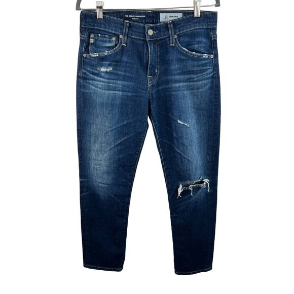 AG Adriano Goldschmied The Ex-Boyfriend Slouchy Slim Distressed Jeans Blue 27 - Picture 1 of 9